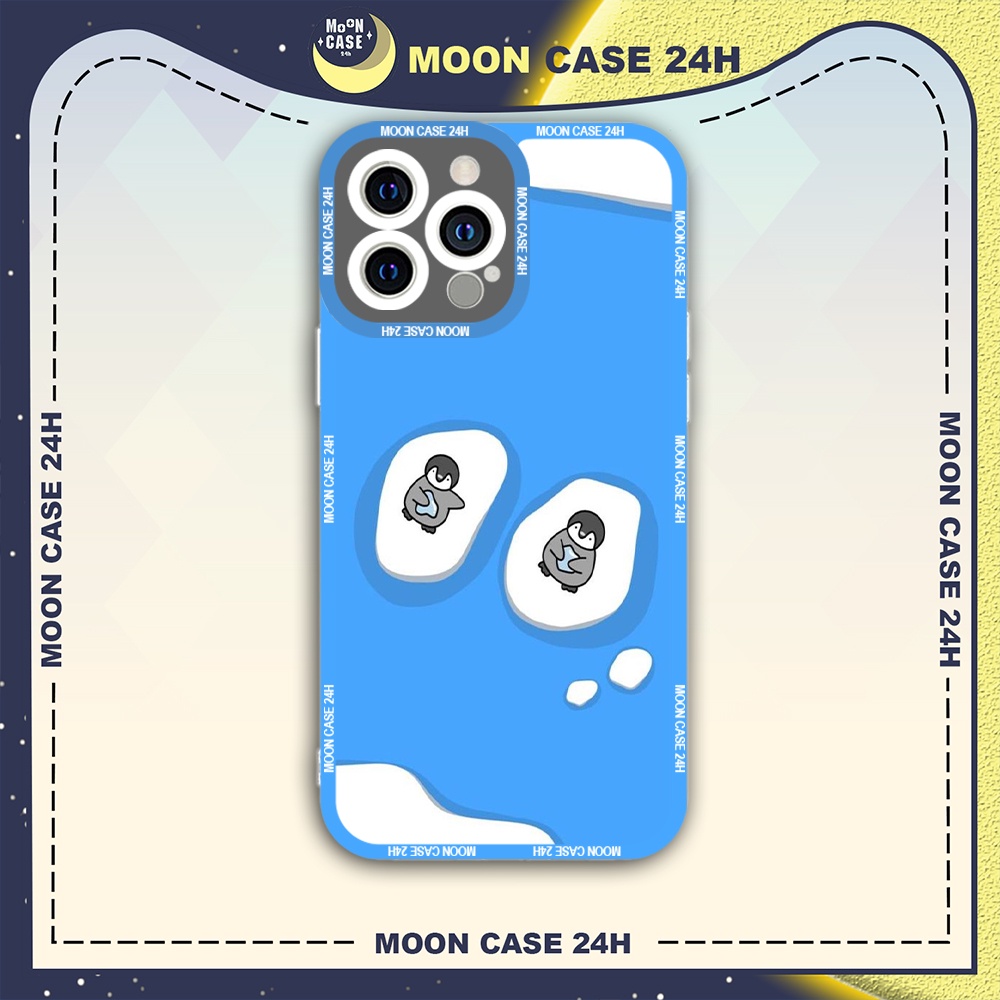 Ốp lưng iphone cạnh vuông Moon Case Chim cánh cụt 7/7plus/8/8plus/x/xs/11/12/13/14pro/max/plus/promax
