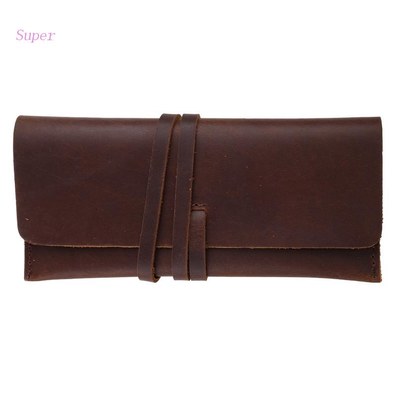 Túi Đựng Bút Bằng Da Bò Thủ Công Dạng Cuộn Phong Cách Vintage