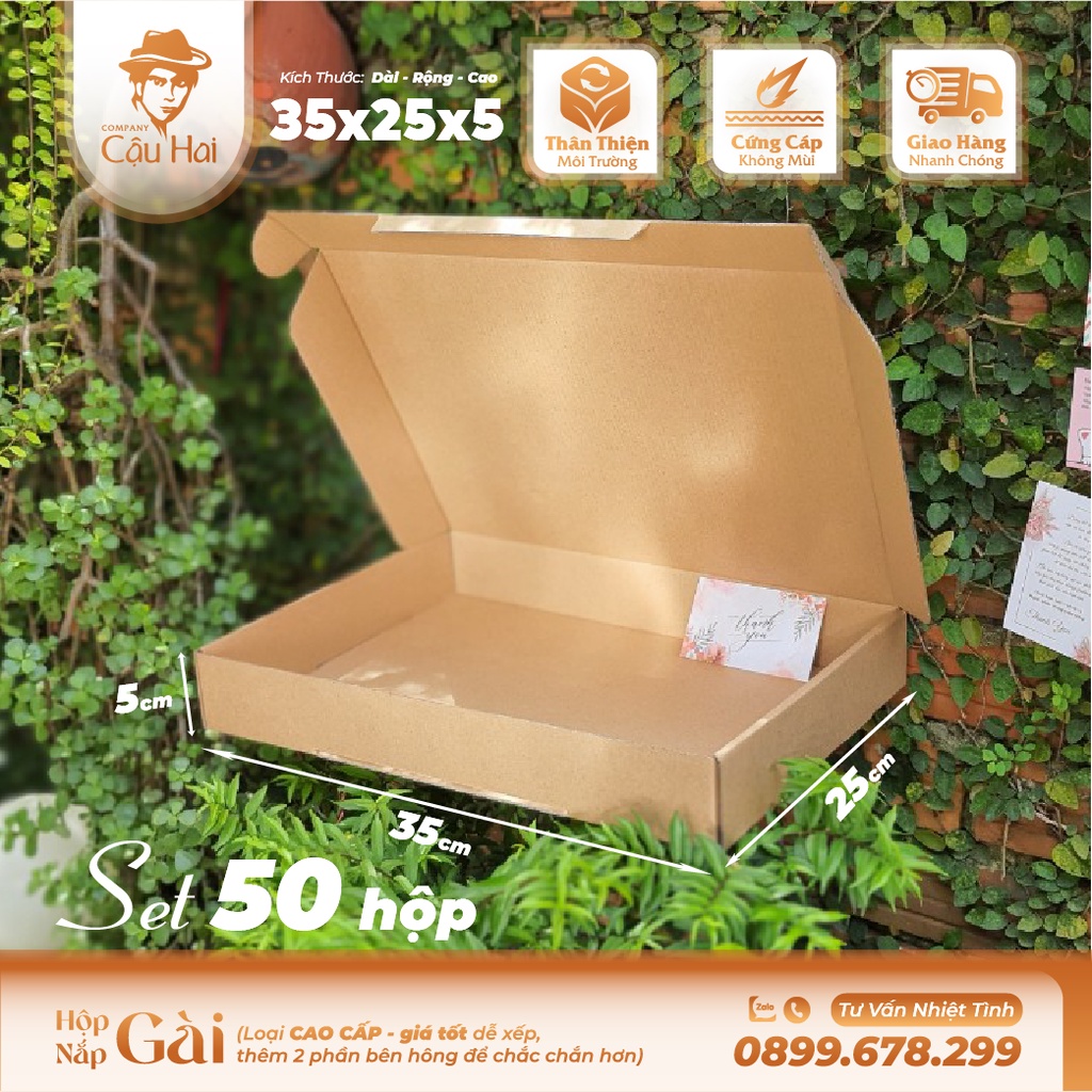Set 50 hộp carton nắp GÀI 35x25x5