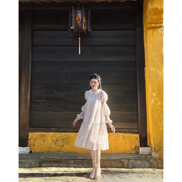 (Ảnh thật) Váy voan lụa hoa nhí