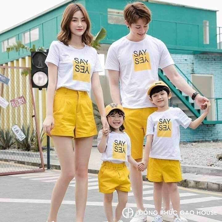 {giá sỉ} Áo thun gia đình SAY YES đồng phục nhóm lớp 3/4/5 người giá rẻ thun mềm mịn cực chất