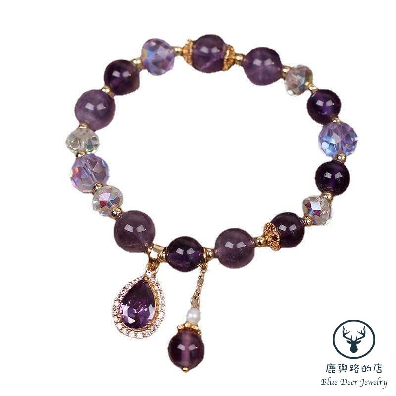 Vòng Đeo Tay Đá  thạch anh tím Tự Nhiên May Mắn Cho Nữ đá phong thuỷ vòng tay Hộp Chính Hãng Thạch anh