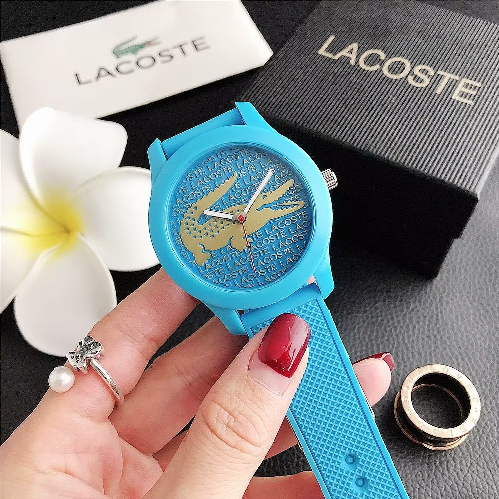 Đồng Hồ Đeo Tay Lacoste Mặt Tròn Đính Kim Cương Dây Da Dành Cho Cặp Đôi