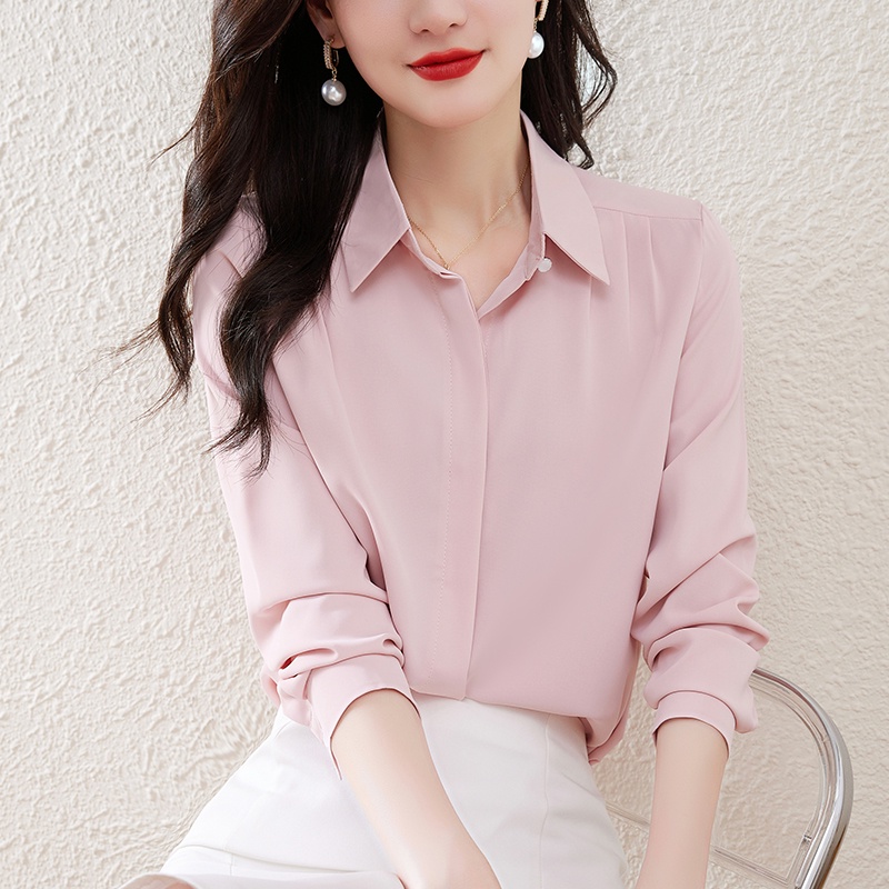 Áo Sơ Mi Lụa Tay Dài Màu Trơn Hai Lớp Co Giãn Phong Cách Cổ Điển Cao Cấp FF