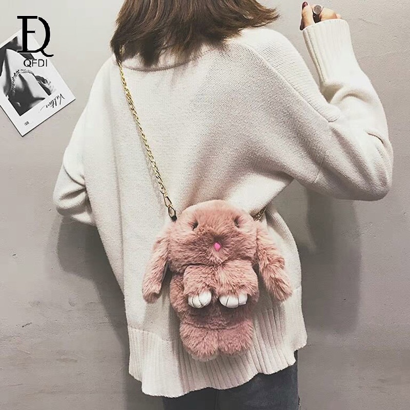 Túi đeo chéo vai hình thỏ bằng vải lông dễ thương dành cho bạn nữ đi học SHOPSIEURE88