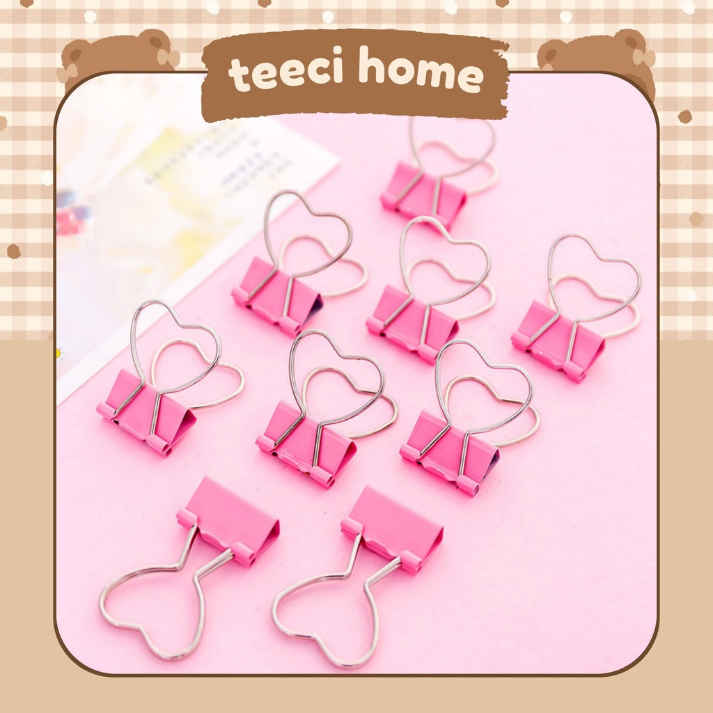 <Ảnh Thật Shop Chụp> Kẹp Bướm Kim Loại Giữ Giấy Ghi Chú Tài Liệu Đánh Dấu Sách Đồ Dùng Hình Trái Tim Độc Lạ D090