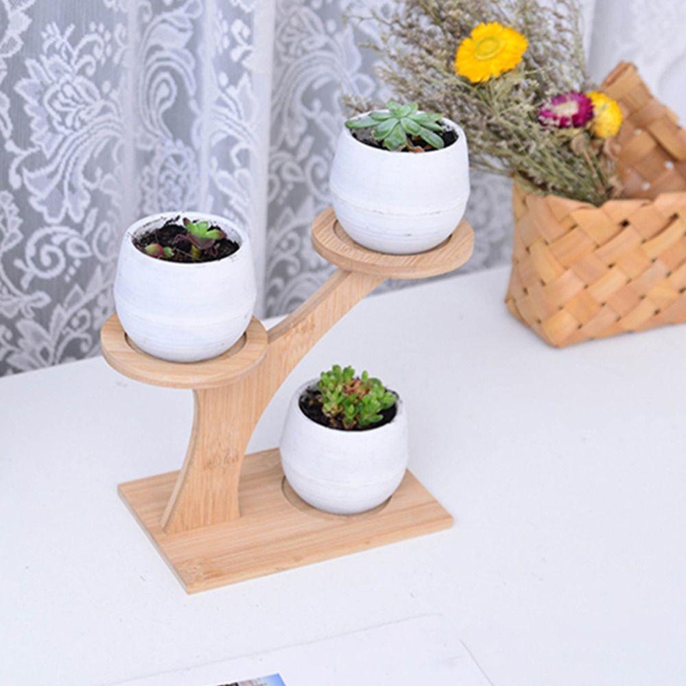 WTTLE Khay Giá Đỡ Chậu Cây 3 Tầng Bằng Gỗ Tre Để Bàn Trang Trí