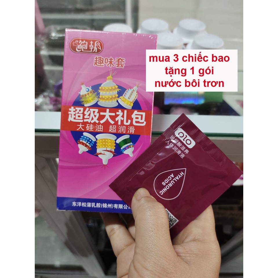 (TẶNG GEL BÔI TRƠN) BAO CAO SU GÂN GAI BI RÂU KÉO DÀI THỜI GIAN LONG TIME