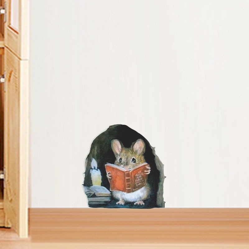 Miếng Dán Tường Vinyl Hình Mèo 3D Sống Động Trang Trí Nhà Tắm