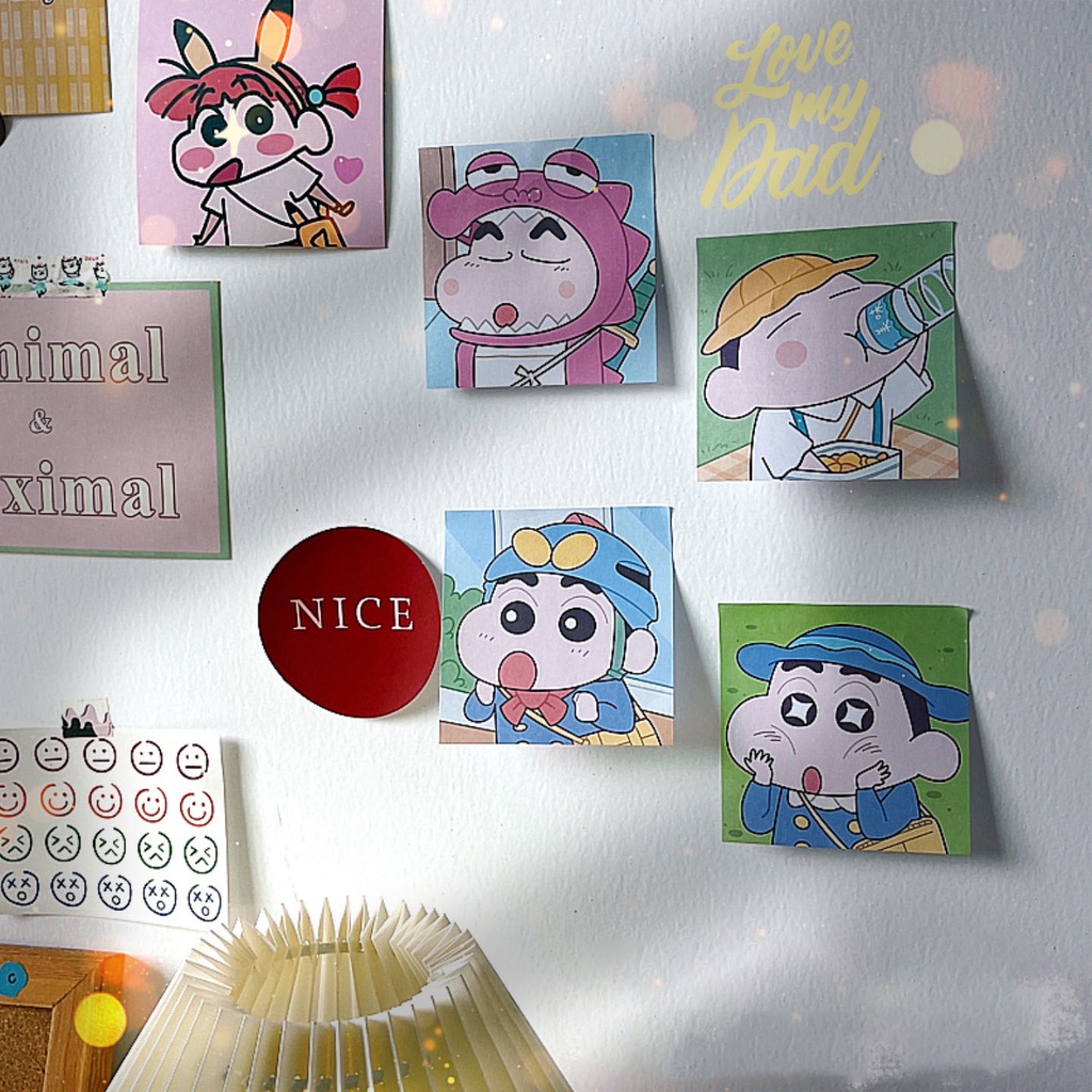 Set 50 Tờ Giấy Ghi Chú Chống Dính Hình Cậu Bé Bút Chì Shin-chan Dễ Thương