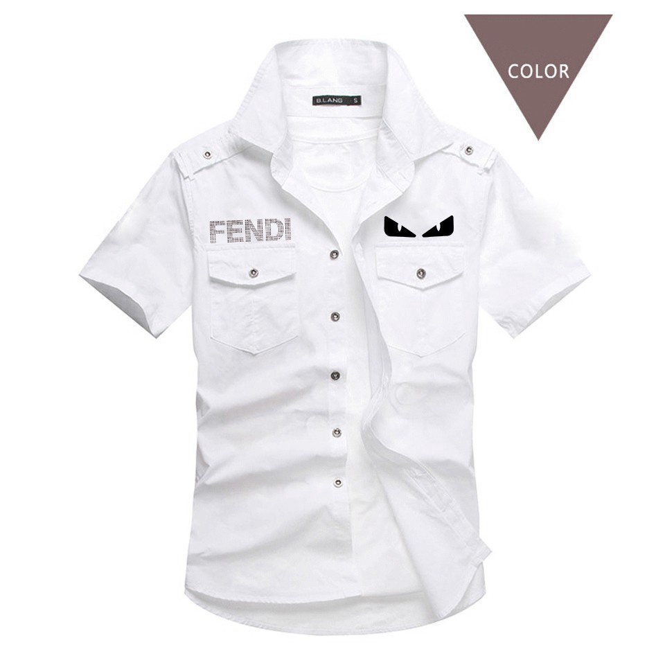 ÁO SƠ MI NAM KAKI CẦU VAI TAY NGẮN FENDI CỰC CHẤ A82 (Ảnh thật)