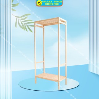 Tủ treo quần áo 2 tầng - kệ treo quần áo lắp ráp gỗ thông mỹ - shelf hanger 2f kt 80cm x 32cm x 142cm