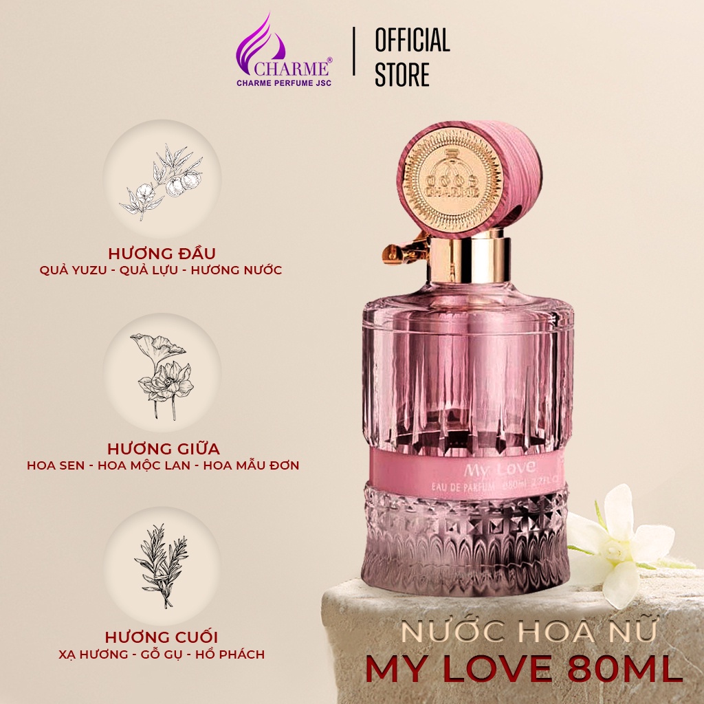 Nước hoa nữ cao cấp, Charme My Love,  dòng nước hoa lưu hương lâu, sang trọng, cho nàng thêm tự tin, 80ml