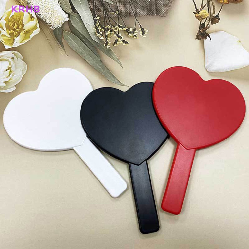 1 Gương Trang Điểm Cầm Tay Hình Trái Tim KRHB Kèm Tay Cầm Mới