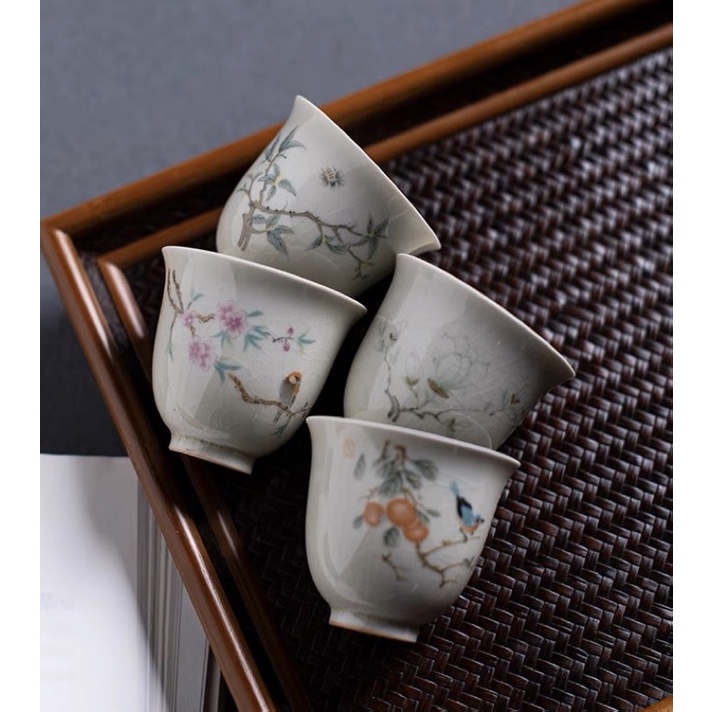 chén uống trà phong cách vintage bằng gốm sứ