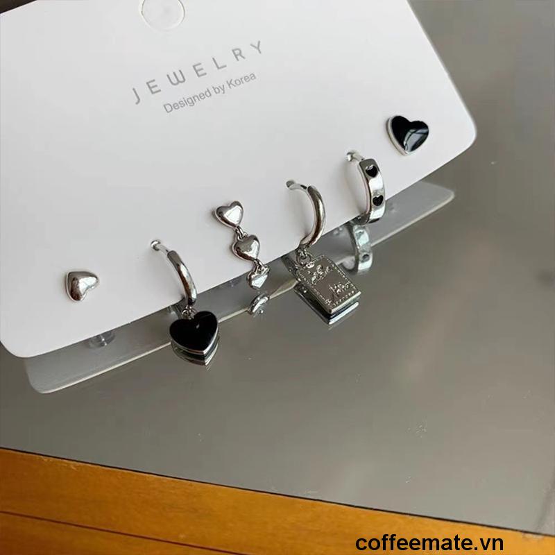 【coffeemate】⚡Bộ Sáu Bông Tai Hình Trái Tim Thời Trang 2023 Cho Nữ