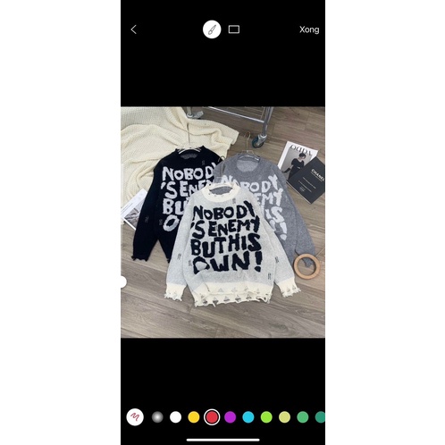 ÁO LEN RÁCH GẤU CHỮ NO BODY OVERSIZE