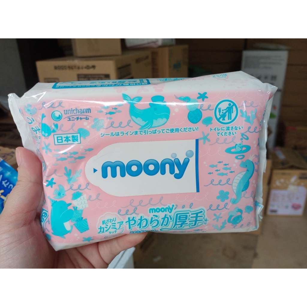 Khăn ướt moony 60 tờ màu hồng