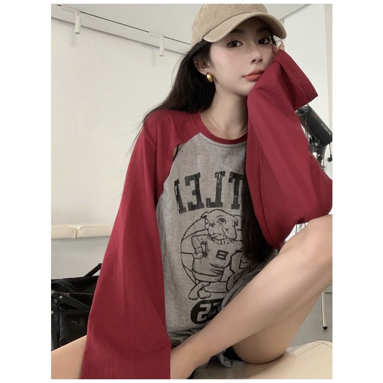 Áo Thun Nữ Dài Tay Cổ Tròn Dáng Rộng Thời Trang
