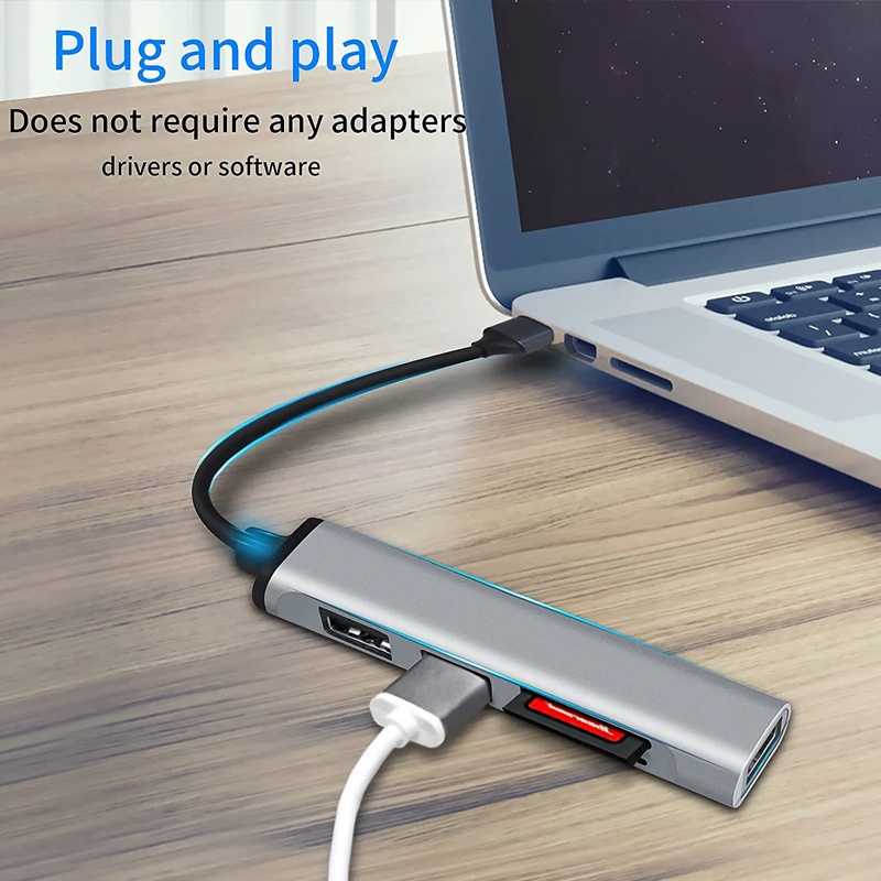 Bộ Chia Cổng USB Type C Kèm Đầu Đọc Thẻ Nhớ SD TF Mới 2023 Cho Macbook