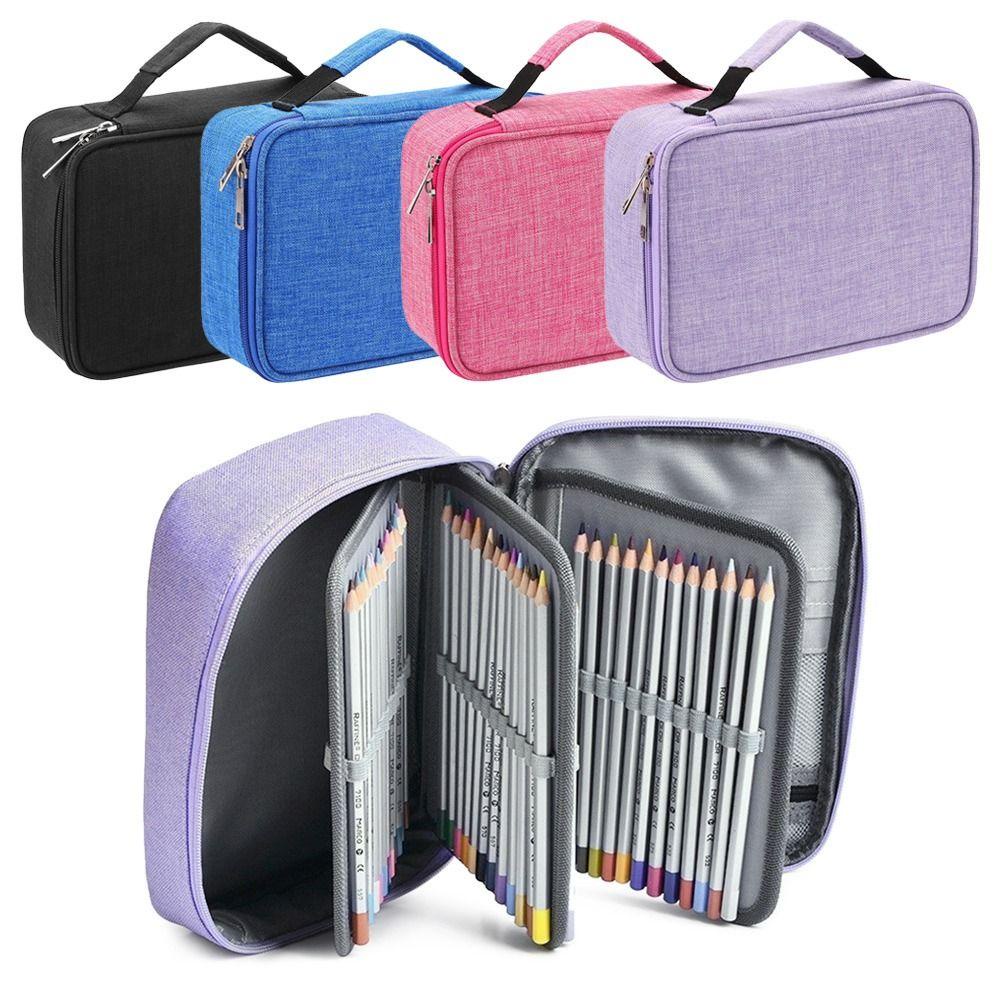 Túi Đựng Bút Bằng Vải Canvas 72 Ngăn Có Khóa Kéo Giá Đỡ