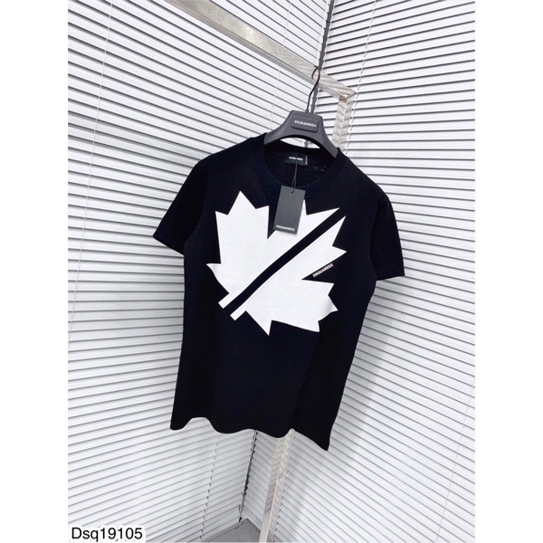 Áo Phông Nam DSQ Hình In hình lá Vải Cotton, Áo thun DSQ Đôi Nam Nữ