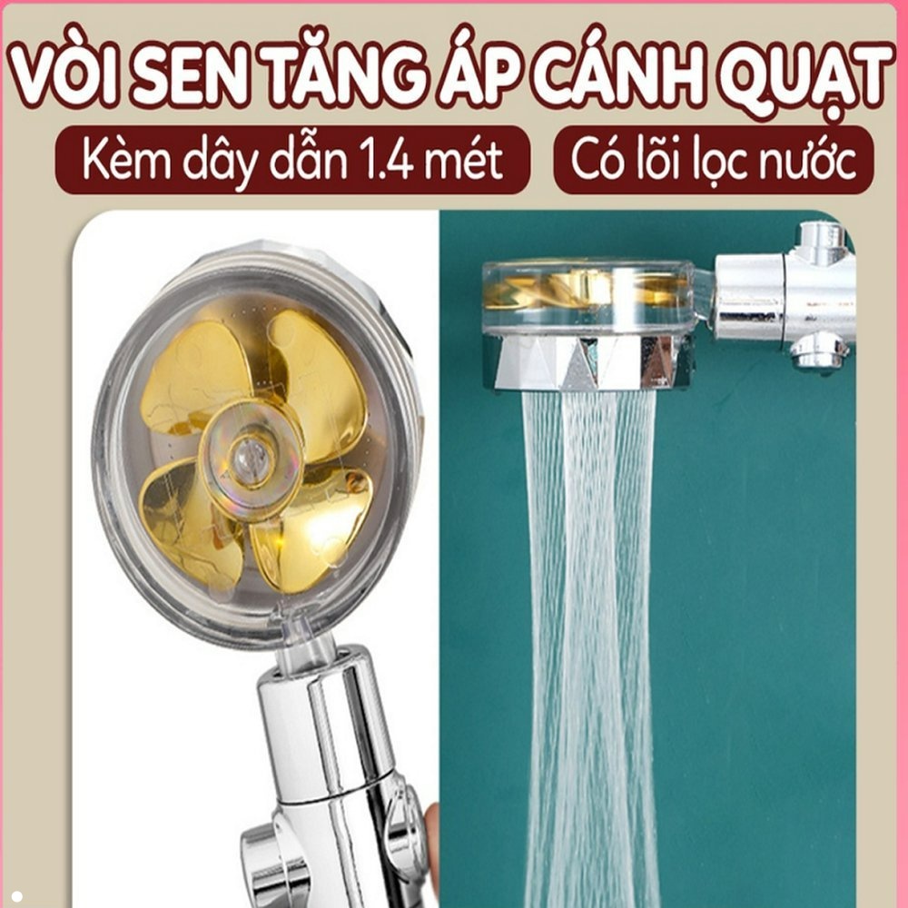 Bộ vòi SEN tắm tăng áp cánh quạt 300% thiết kế sang trọng kèm ống dẩn 1,4m tùy chỉnh mạnh yếu cổ xoay linh hoạt