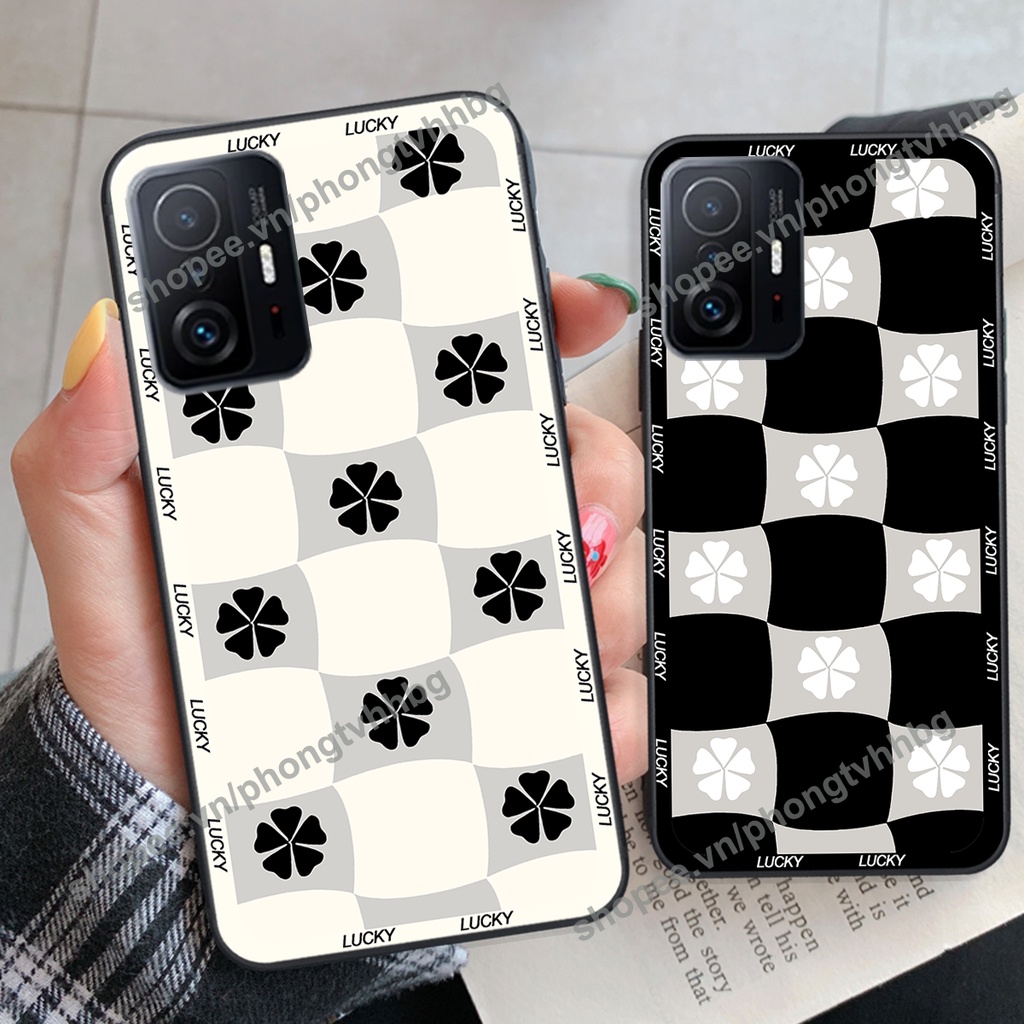 Ốp lưng Xiaomi Xiaomi 11T 5G - Xiaomi 11T Pro 5G  caro mẫu hoa trắng đen cực đẹp cute giá rẻ