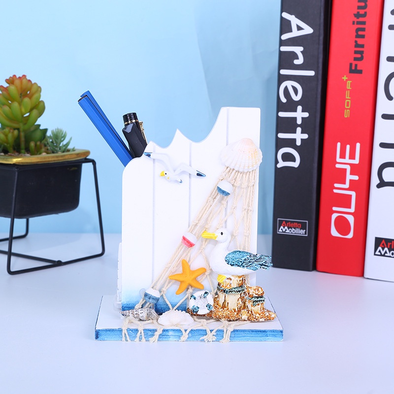 Giá Đỡ Bút Bằng Gỗ Để Bàn Trang Trí Nhà Cửa Phong Cách Địa Trung Hải