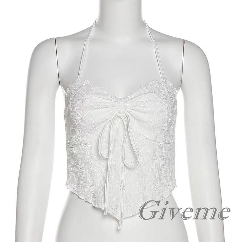 Áo Tank Top Không Tay Phối Ren Hoa Thiết Kế Dây Rút Quyến Rũ