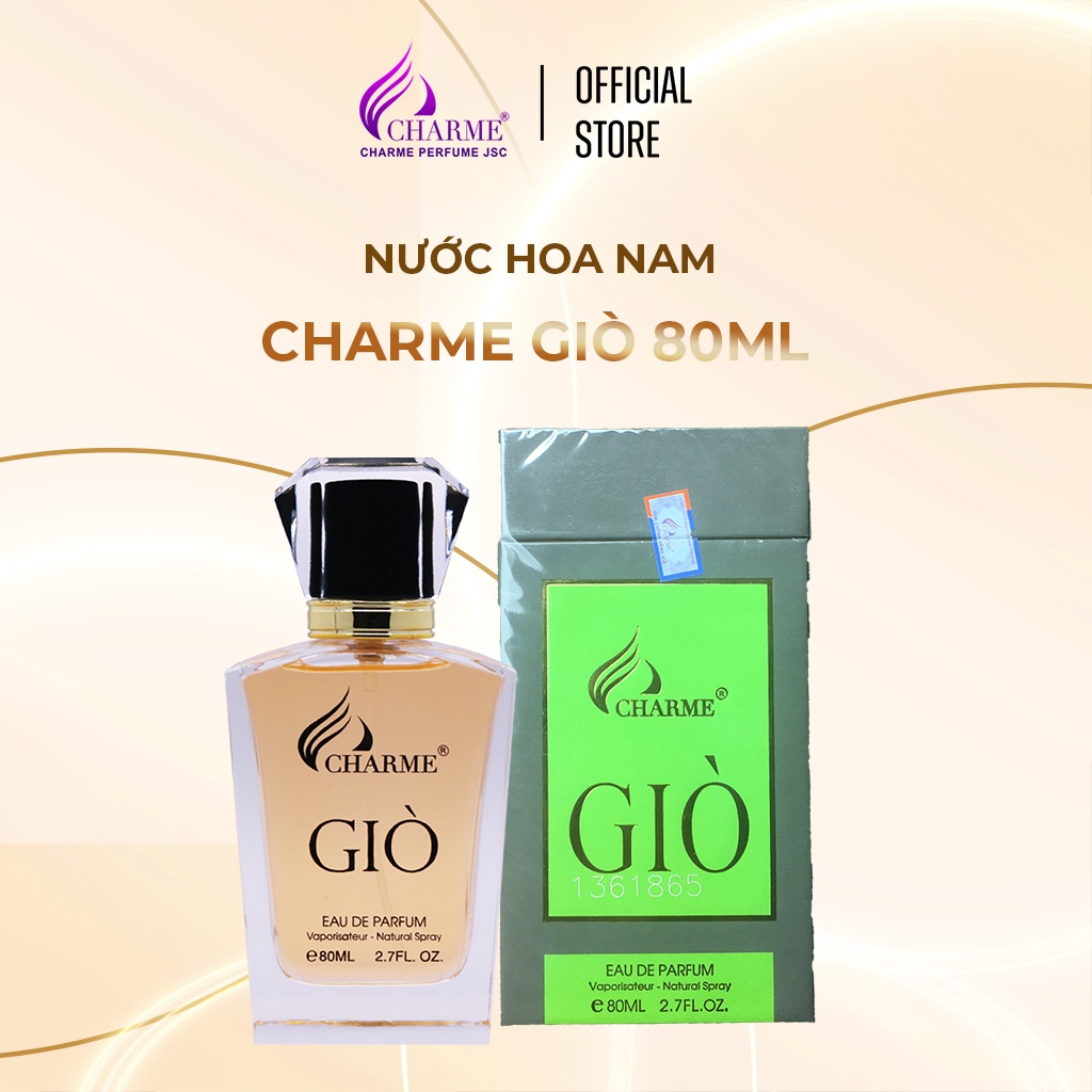 Nước hoa nam cao cấp, Charme Giò, hương trái cây, ngọt ngào, ấm áp, lưu hương lâu, độ tỏa hương xa, 80ml