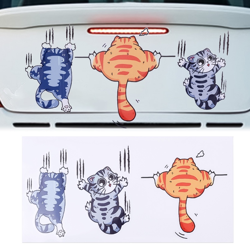 Miếng Dán Trang Trí Xe Hơi Hình Mèo Leo Núi Dễ Thương Chống Thấm Nước Siêu Dính DIY