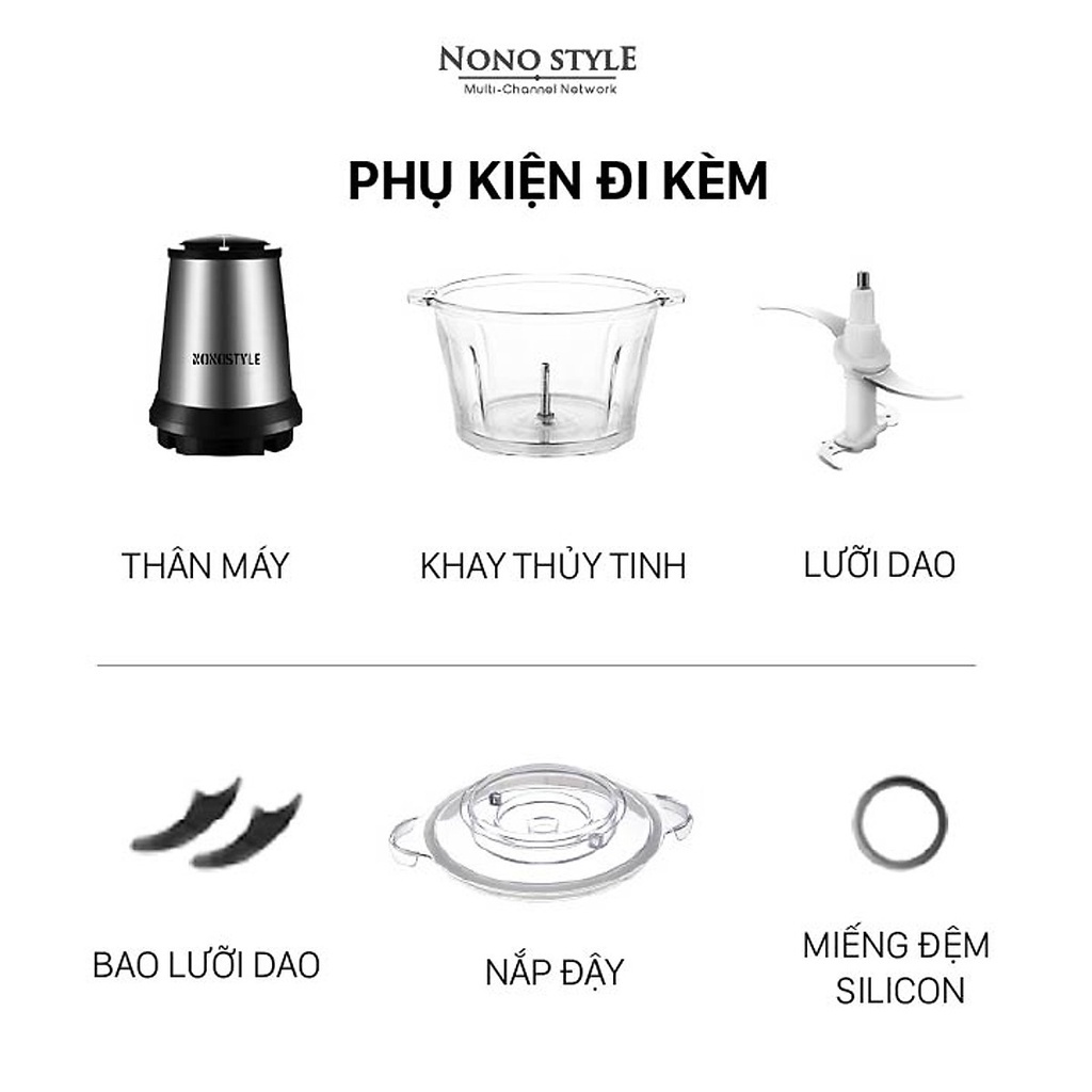 Máy Xay Thịt Đa Năng - Cối Xay Thịt Thuỷ Tinh Cầm Tay Gia Đình
