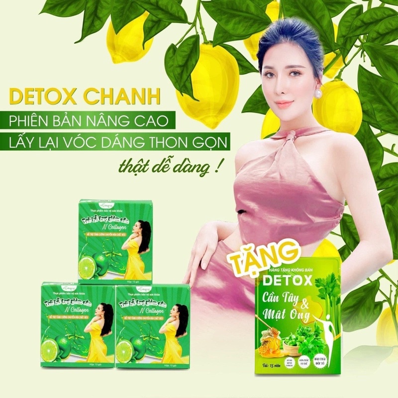 DETOX CHANH GIẢM CÂN N COLLAGEN CHÍNH HÃNG (Tặng 15 Viên Huỷ Mỡ Cân Tây Mật Ong)