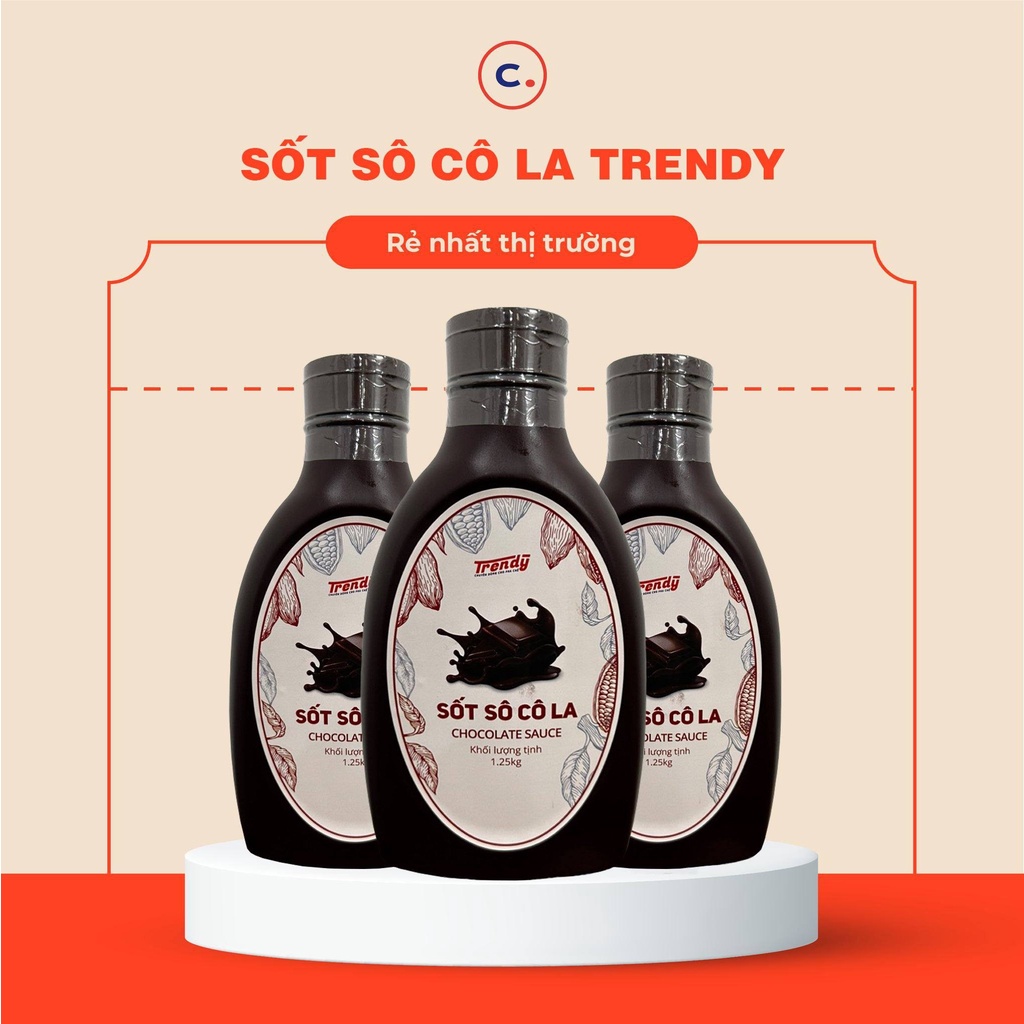 LỎNG SỐT SOCOLA LỎNG Trendy chai 1,25kg thơm ngon , thay thế hershey sô