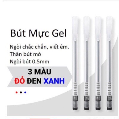 Bút bi nước văn phòng mực gel 0.5mm ROSE196 thân bút mờ mực đều nét chữ đẹp đủ màu xanh đen đỏ
