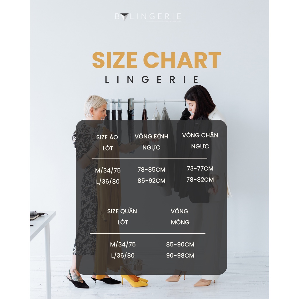 Áo lót ren nữ BY LINGERIE màu đen không gọng mút mỏng B305