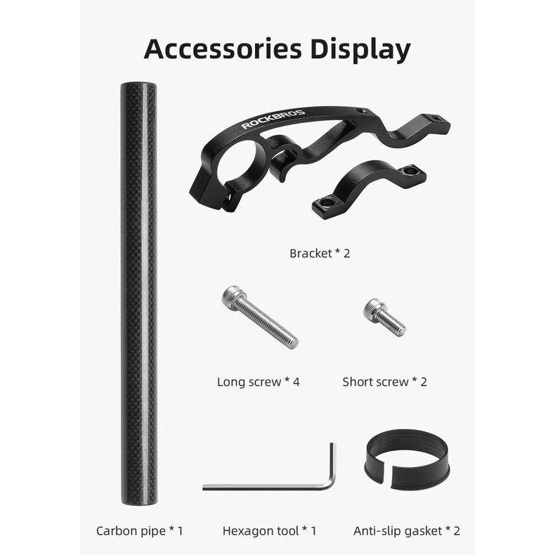 Rockbros Giá Đỡ Đèn Pha Mở Rộng 25CM Gắn Tay Lái Xe Đạp Leo Núi