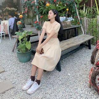Đầm kaki hở eo