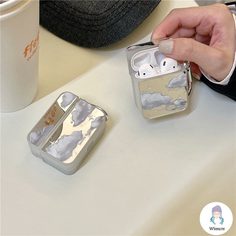 Vỏ Bảo Vệ Hộp Sạc Tai nghe không dây Airpods 1 / 2 / 3 / Pro Bằng Silicon Hình Bầu Trời Đầy Sao Có Gương Trang Điểm