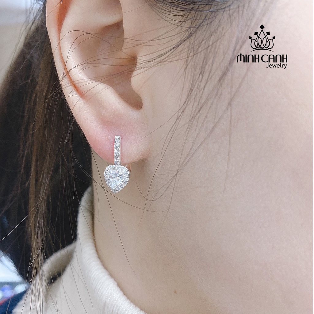 Bông Tai Bạc Trái Tim Khóa Bấm Minh Canh Jewelry