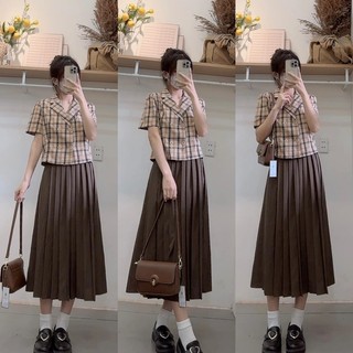 sơ mi kẻ cổ vest