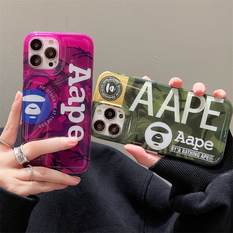 Ốp Điện Thoại TPU Dẻo Họa Tiết Rằn Ri In Logo Aape Thời Trang Chống Sốc Cho iPhone 11 12 13 14 Pro Max 14 Plus
