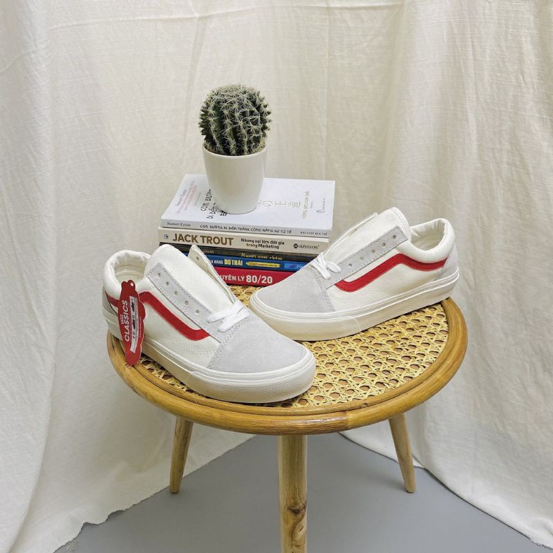 Giày 𝐕𝐀𝐍𝐒 Sọc  Đỏ R1:1 nam nữ  Giày sneaker hot nhất 2024