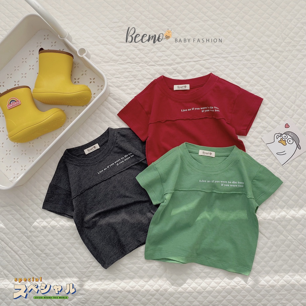 Áo phông cộc tay cho bé BEEMO, chất liệu cotton xược siêu mát, màu sắc cá tính B261