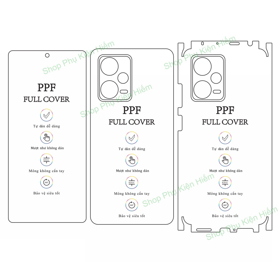 Dán PPF full viền Redmi Note 12 Pro - Note 12 Pro Plus - Poco X5 Pro - Tặng dán camera
