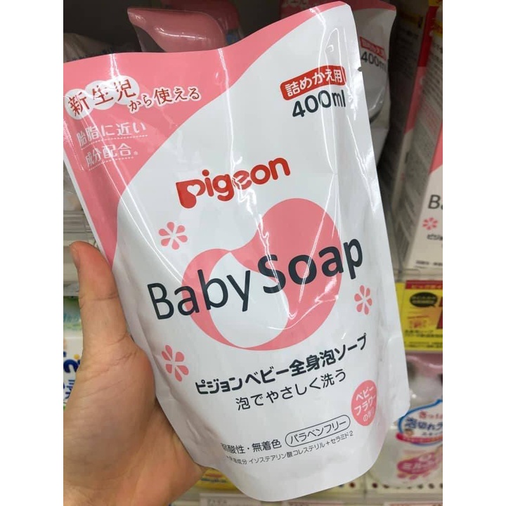 Sữa Tắm Tạo Bọt Pigeon Baby Soap Cho Bé Hàng Nội Địa Nhật Dạng Túi 400ml