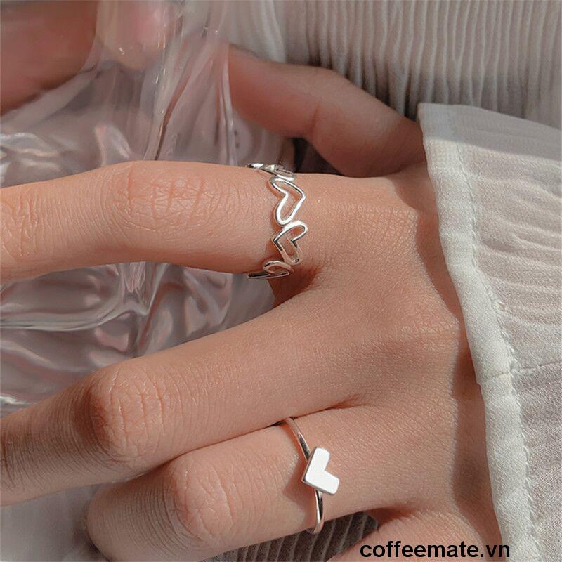 Set 2 Nhẫn Thiết Kế Đơn Giản Thời Trang Tinh Tế Cho Nữ