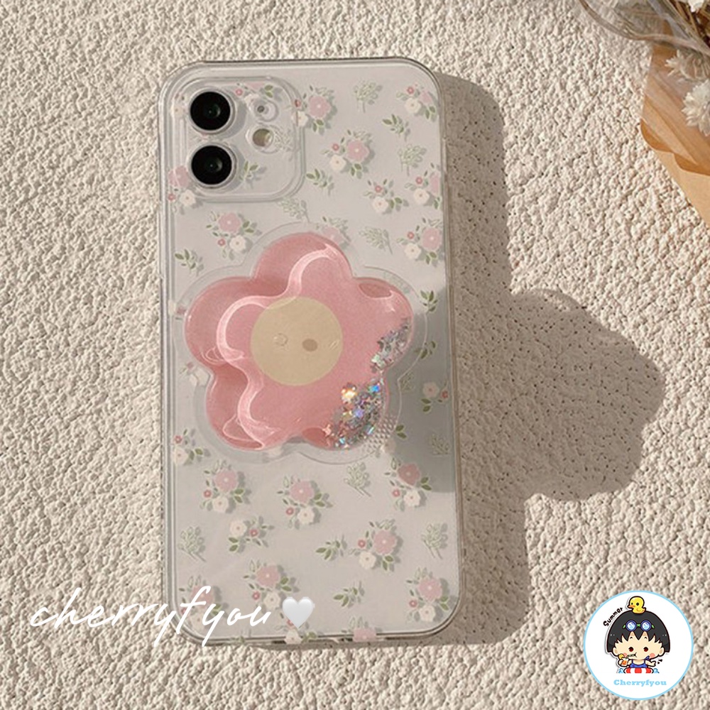 Ốp Điện Thoại TPU Mềm Trong Suốt Chống Trầy Có Giá Đỡ Hình Hoa Màu Xanh Dương Cho IPhone 11 12 13 14 Pro Max
