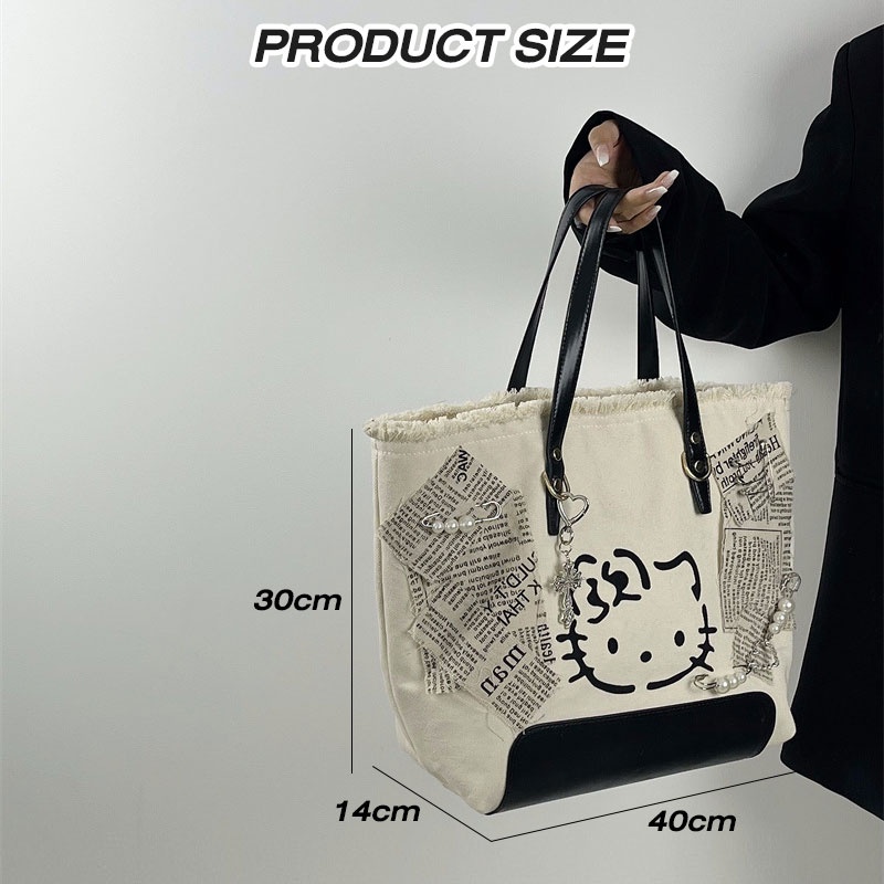 One Túi Vải canvas Đeo Vai Thêu Họa Tiết Xinh Xắn Dễ Phối Đồ Thời Trang Cho Nữ